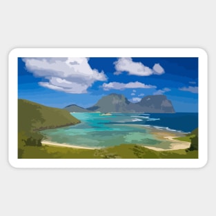 Beach Mountains Paradise Painting Sticker